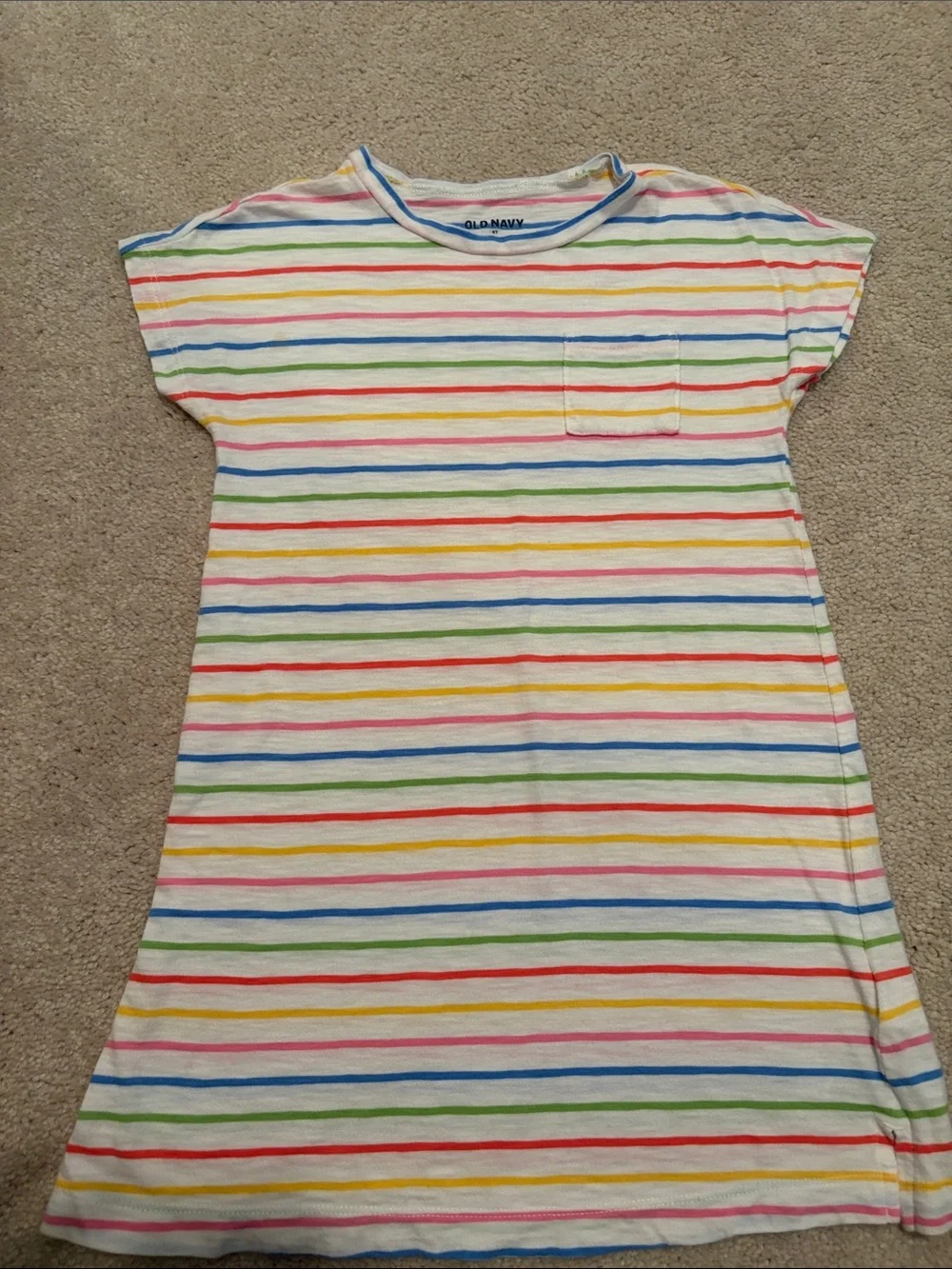 Old Navy Beige Zebra Print Dress with Multi-Color Stripe Tee